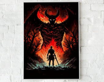 Demon Poster, Art Print, Dark Art, Nerdy home decor, Geek Wall decor