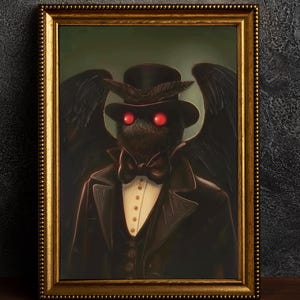 Mothman Art Print: Gothic Victorian Cryptid Portrait