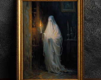 Geist bei Kerzenlicht, Vintage Poster, Kunst Poster Druck, Dark Academia, Gothic Victorian.