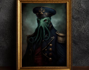 Vintage Renaissance Military Painting Cthulhu Poster, Art Poster Print, Home Decor, Lovecraft Gift