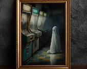 Ghost in an Abandoned Arcade, Nostalgia Poster, Art Poster Print