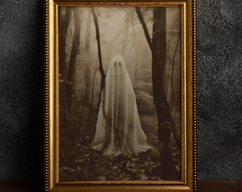Ghost of the Forest, Vintage photography, Art Poster Print, Dark Academia, Gothic Occult Poster, Witchcraft, Gothic Home Decor, Phantom