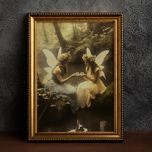 Feen im Wald, Vintage-Fotografie, Kunst Poster Druck, Dark Academia, Witchcraft, Gothic Home Decor, Feen Poster, Wicca, Fantasy