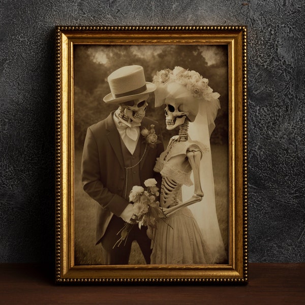 Vintage Skeleton Wedding Art Etsy