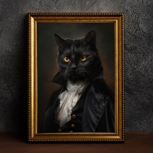 Gothic Cat in Suit Poster: Vintage Victorian Art Print