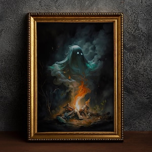 Fantasma de humo de fogata, póster vintage, impresión de póster de arte, academia oscura, gótico victoriano.