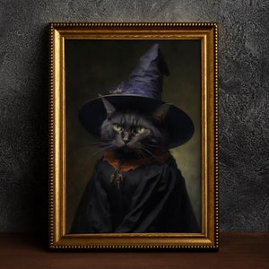 Bruja de gato, cartel vintage, impresión de carteles de arte, academia oscura, gótico victoriano, Wicca