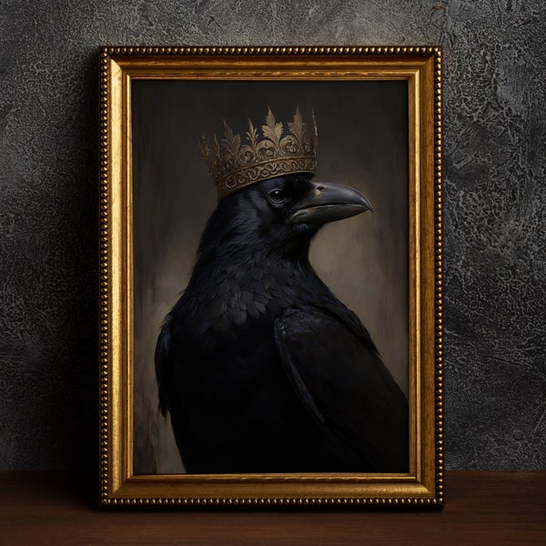 Gothic Crow King Vintage Poster, Art Poster Print, Home Decor, Victorian Raven