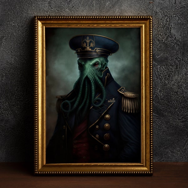 vintage Renaissance Military Painting Cthulhu Poster, Art Poster Print, Home Decor, Lovecraft Gift