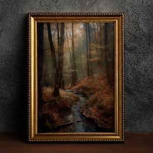 Herbstwald, Vintage Poster, Kunst Poster Druck, Dark Academia, klassische Malerei, Witchy Ästhetik, Cottagecore, Goblincore