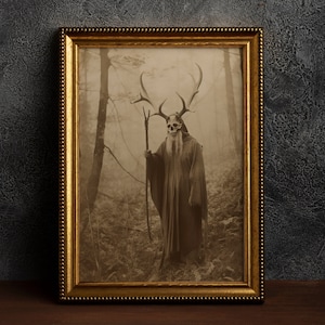 Druid of the Forest, Vintage photography, Art Poster Print, Dark Academia, Gothic Occult Poster, Witchcraft, Gothic Home Decor, Skull