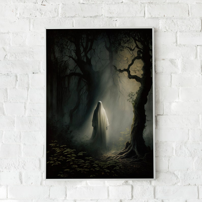 Ghost in the Forest by Moonlight Vintage Poster Art Poster Etsy