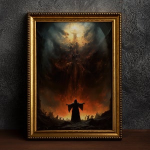 Pôster vintage The Beckoning, impressão de pôster de arte, academia sombria, pintura clássica, estética de bruxaria, arte religiosa, inferno, céu, ocultismo