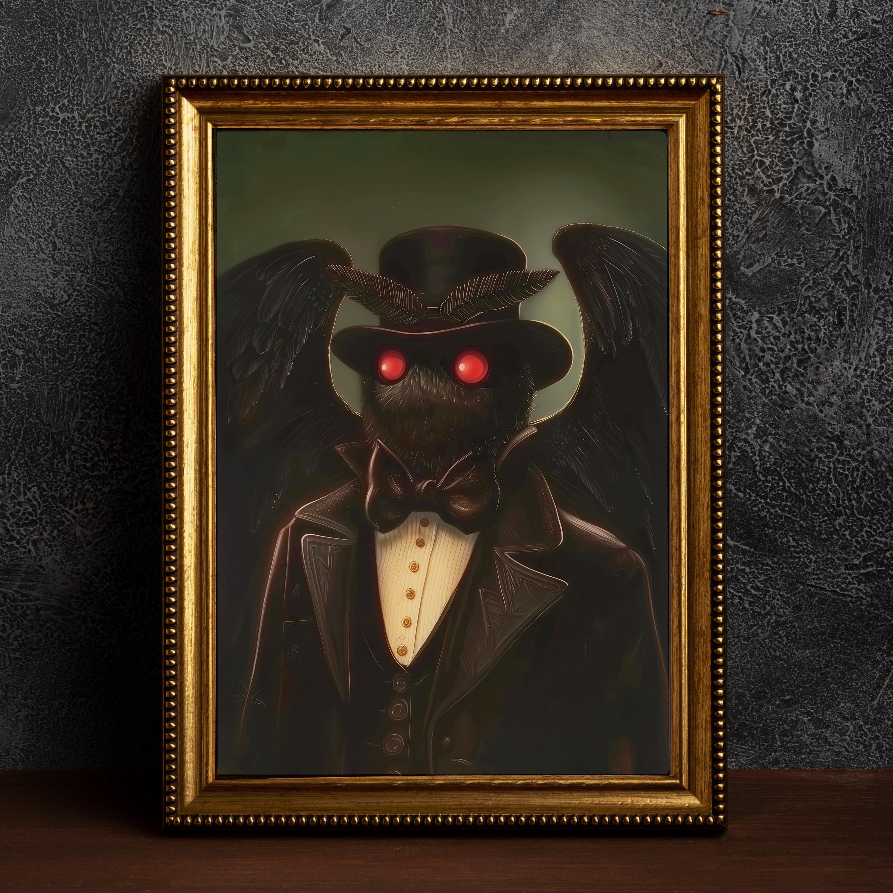 Mothman Art Print: Gothic Victorian Cryptid Portrait