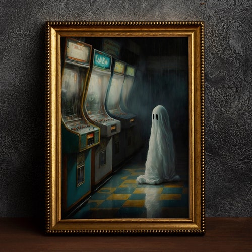Ghost in an Abandoned Arcade, Nostalgia Poster, Art Poster Print