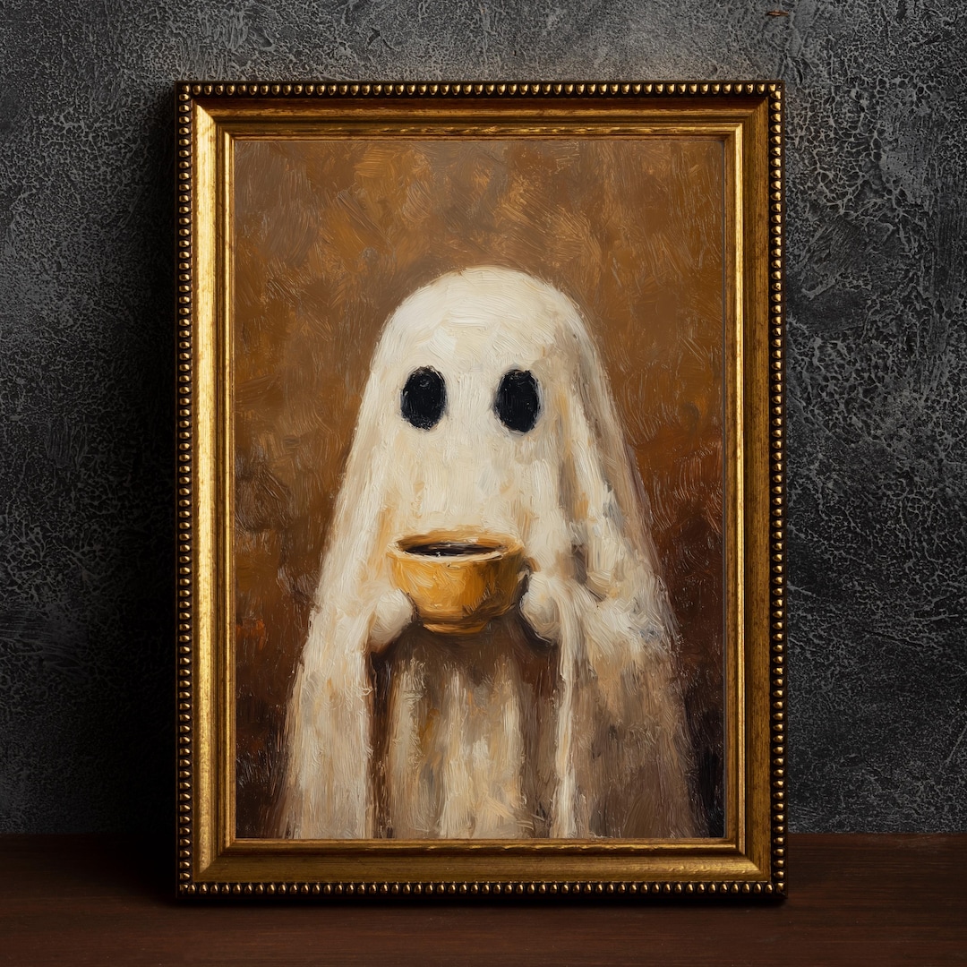 Ghost Drinking Coffee Print: Spooky Gothic Kitchen Wall Art - Etsy