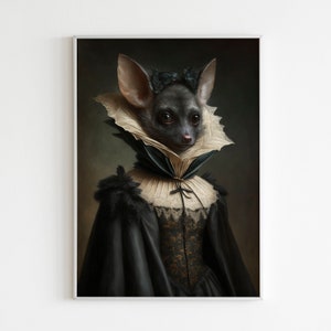 Gothic Bat in Dress, Vintage Poster, Art Poster Print, Home Decor, Victorian Vampire, Dark Academia, Witchy Decor image 2