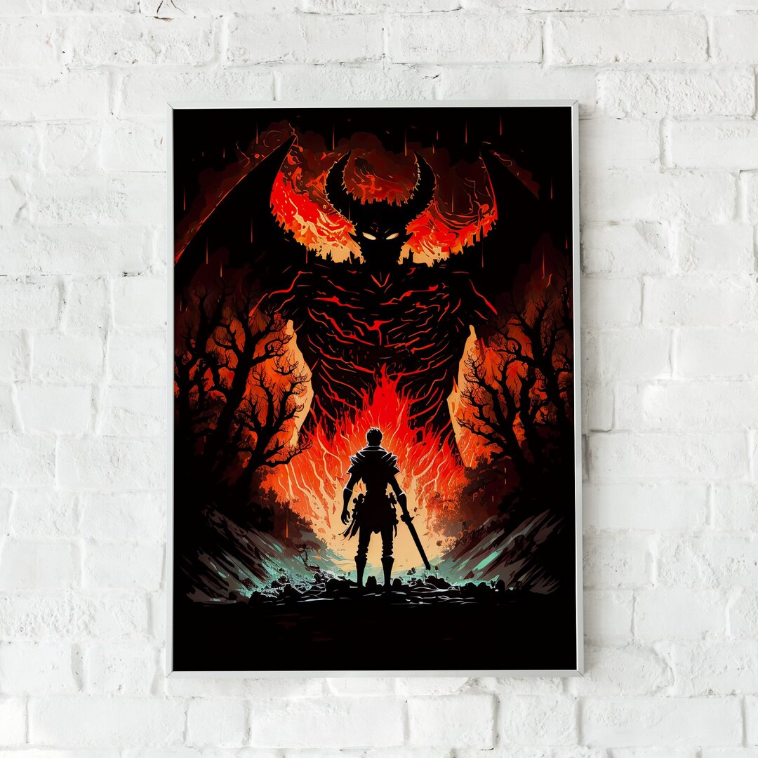 Demon Poster Art Print Dark Art Nerdy Home Decor Geek Wall Etsy