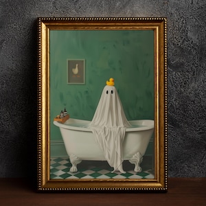 Viktorianischer Geist im Badezimmer, Vintage Poster, Kunst Poster Druck, Dark Academia, Gothic Home Decor, Hexe Kunst, Cottagecore, Badezimmer Dekor