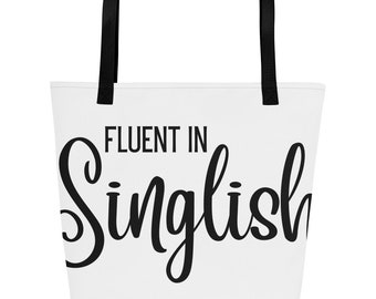 Bolsa Tote Grande Con Estampado Fluido En Singlish