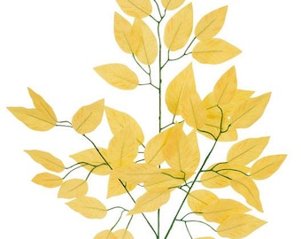 23" Ficus Leaf Spray – Bundle of 12 | Faux Greenery Stem | Soft Yellow | DIY Floral, Wreath, Centerpiece, Home Decor