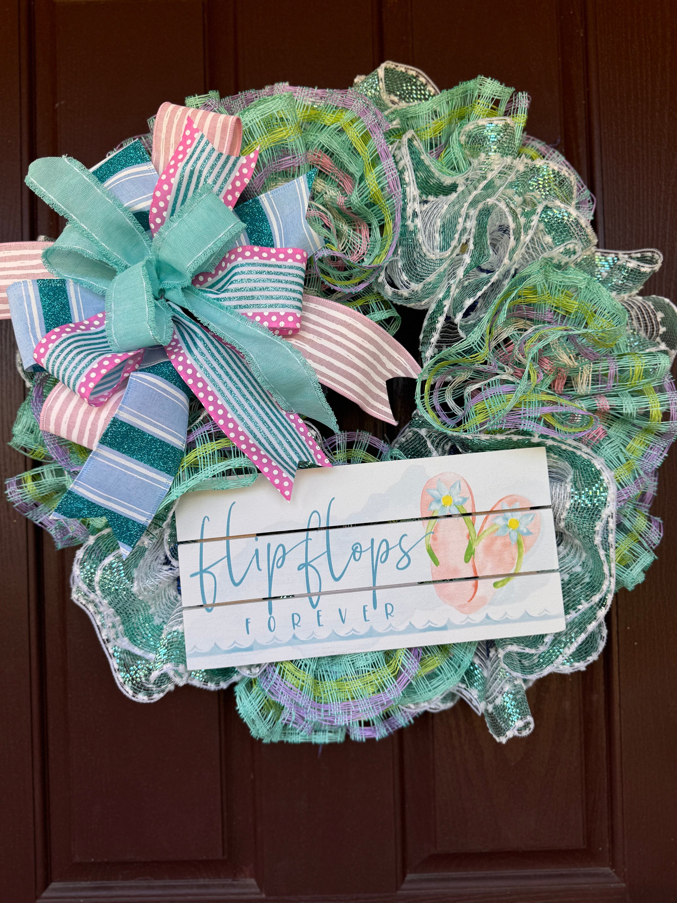 Flip Flop Wreath for Front Door, Summer Wreath, Beach Home, Whimsical ...