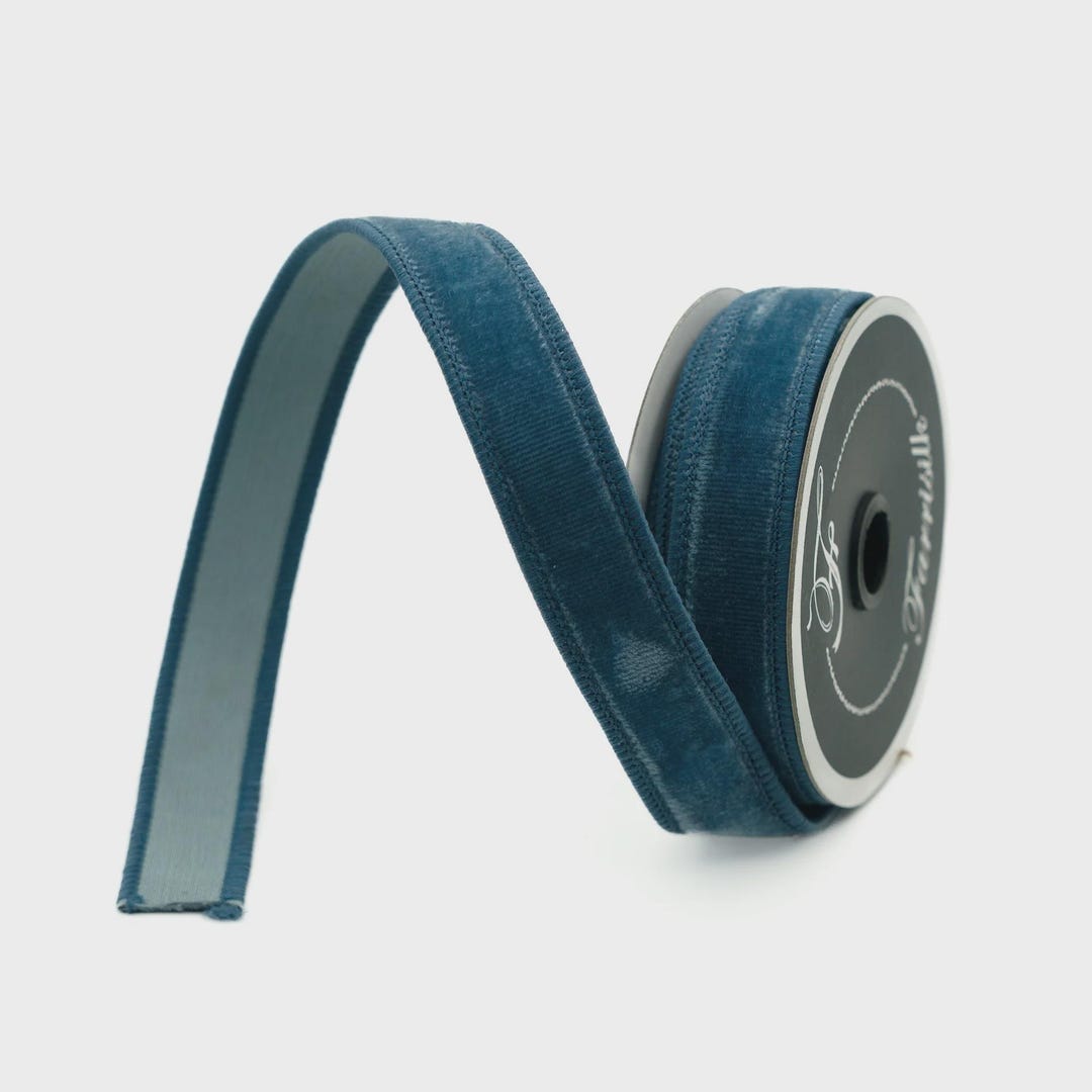 Pps Ribbon Farrisilk Steel Blue Velvet Ribbon 1.5