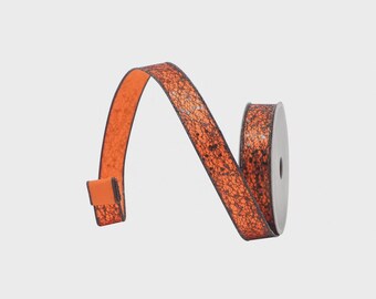 Farrisilk Halloween Ribbon – 1" x 10 Yards Orange & Black Glitter Wired | Farrisilk Wicked Weave, Spooky Bows, Wreath Making, Gothic Crafts