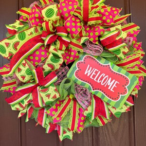 Watermelon Welcome Wreath - Summer Wreath - Watermelon Decor - Summer Door - Welcome Wreath - Summer Decor -Summer Whimsical Wreath