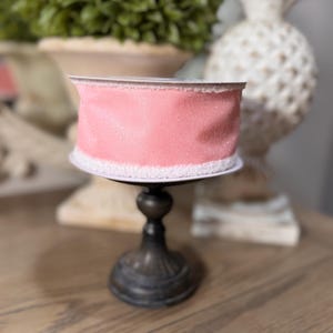 Candy Glitter Pink 2.5” Ribbon with Chenille Edge Wired, Luxury Ribbon, Christmas Ribbon, Holiday Ribbon, 10 Yard Ribbon, Christmas Ribbon