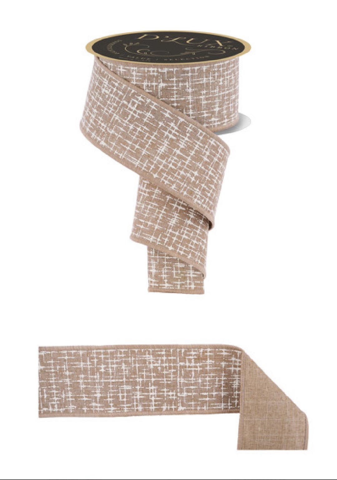 Textured Ribbon String 2.5” X 10yd Knit Look Texture Wired Ribbon – Neutral Fused Edge Ribbon ...