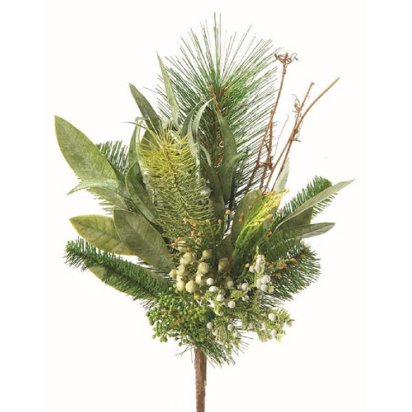 14” Seeded Eucalyptus & Pine Spray | Winter Greenery Stem | Christmas Floral Pick | Holiday Wreath Filler | Farmhouse Decor