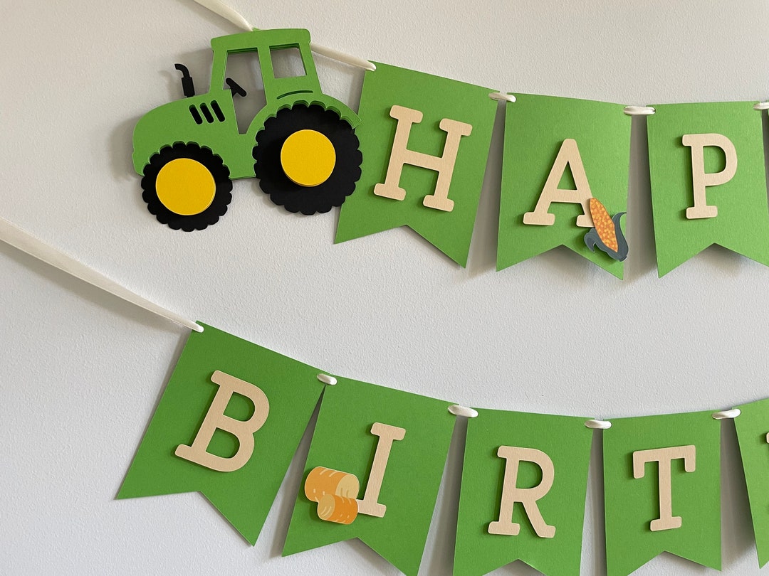 Tractor Theme Birthday Banner Personalized Green Tractor - Etsy
