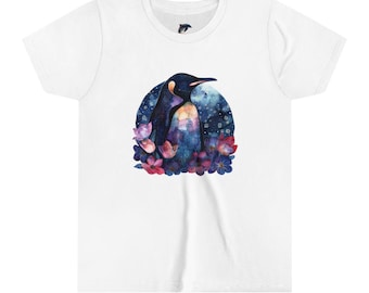 Youth Short Sleeve Tee, Bella Canvas 3001, Penguin, T-shirt, Kids, Shirt, Boy, Girl, Gift, Children, Graphic, Crew neck