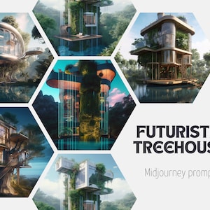 Futuristic architectural treehouses Midjourney Prompt, Midjourney Tech, best Midjourney Prompt, AI Prompt, professional Midjourney Prompts