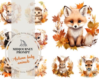 Imágenes prediseñadas de animales bebés de otoño, aviso a mitad del viaje, el mejor aviso a mitad del viaje, aviso Ai, corona de flores, pegatina de animales de otoño, ingeniería rápida