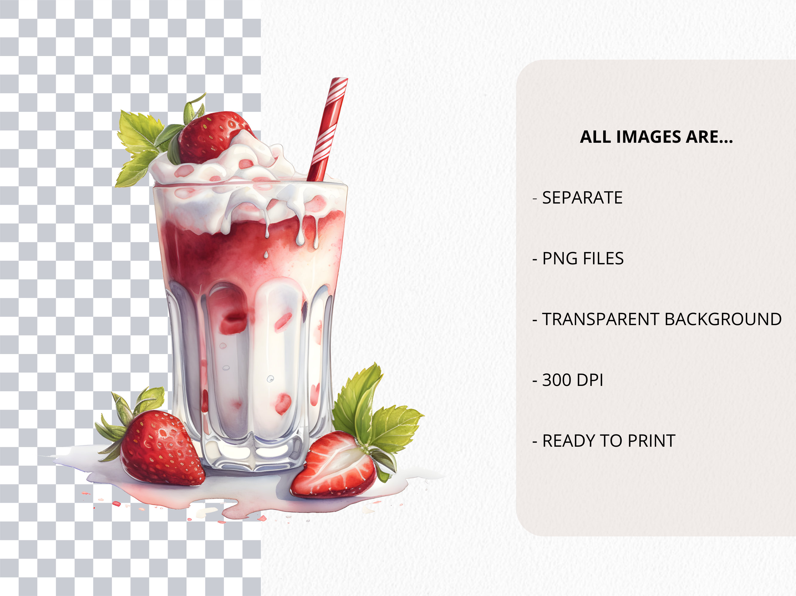 Watercolor Milkshakes Clipart, 13 PNG Files, Commercial Use, Digital ...