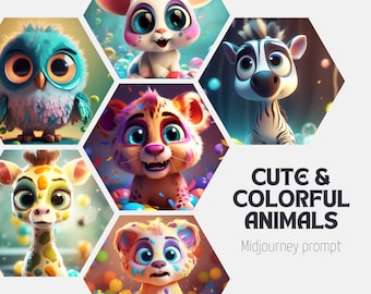 Cute & colorful animal Illustrations Midjourney Prompt, best Midjourney Prompt, Ai Prompt, Midjourney Prompts, nursery, children’s book