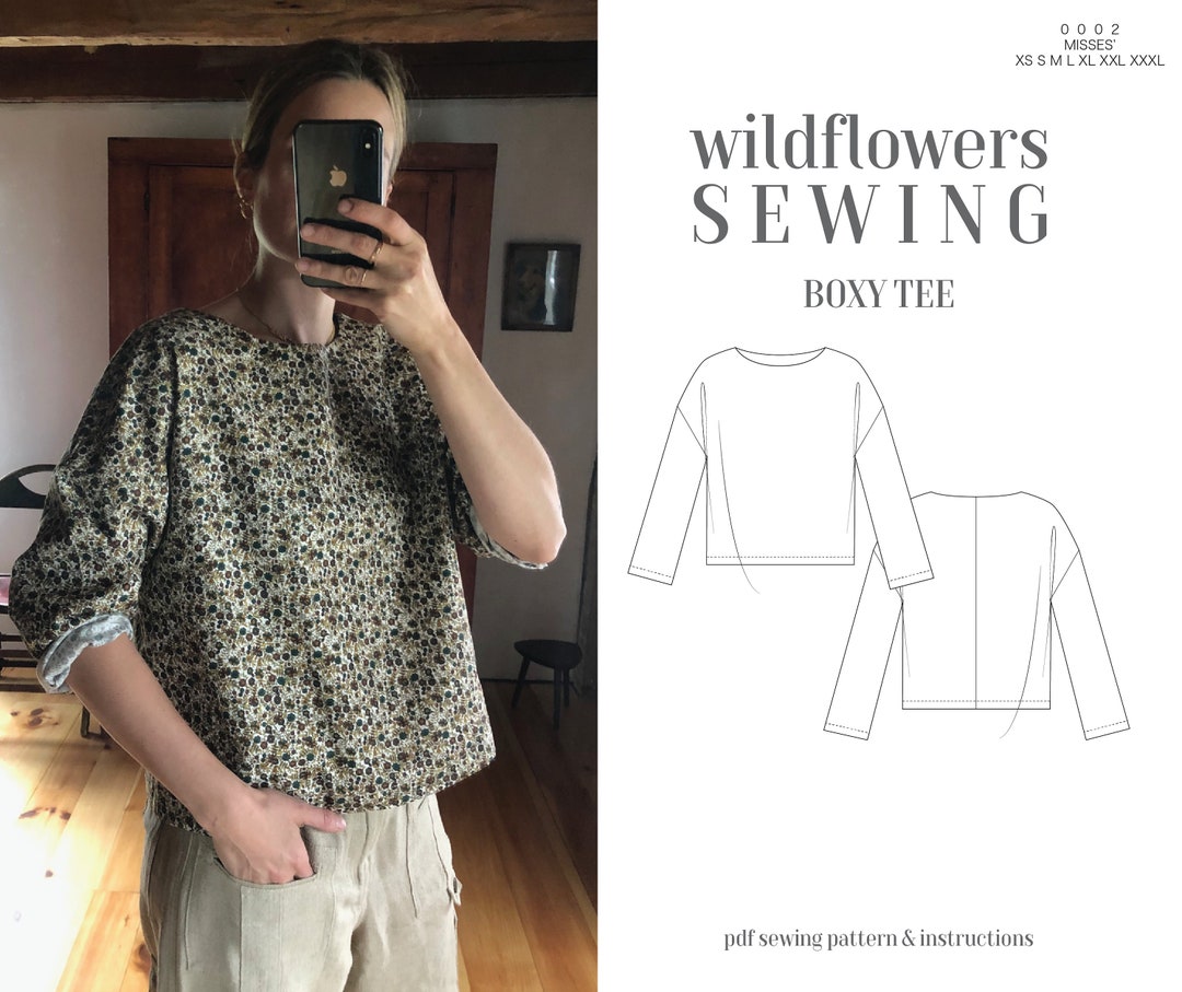 Boxy Tee Pdf Pattern. Size Xs-xxxl. Easy to Sew - Etsy