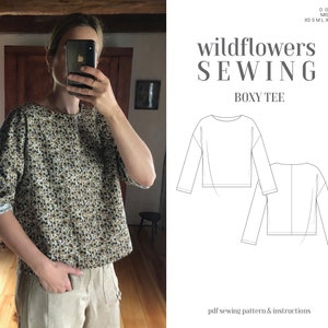 Boxy Tee Pdf Pattern. Size xs-xxxl. Easy to sew