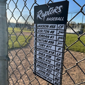 CUSTOM Baseball/Softball lineup & position board for dugout