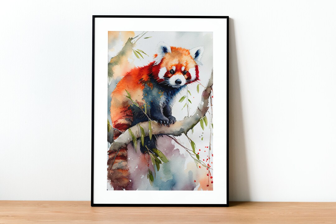 Printable Red Panda Watercolor Painting Red Panda Wall Art Etsy