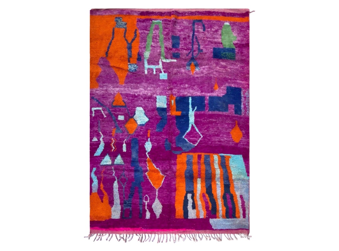 Vintage Berber Rug 6.8 Ft X 9.8 Ft Boujad Rug Beni Mguild Etsy