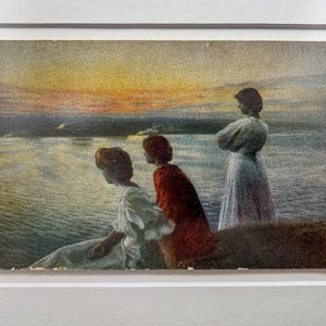 Festa di mezza estate - Cartolina fotografica vintage incorniciata personalizzata unica del dipinto di Harald Slott-Møller a Munkebjerg, Danimarca