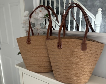 Borsa da spiaggia a spalla personalizzata, borsa da donna, borsa da spiaggia, borsa a mano personalizzata, borsa di paglia, regali per lei, borsa personalizzata, borsa da spiaggia in paglia
