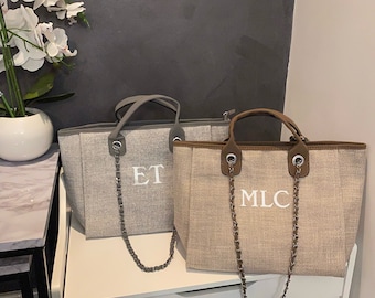 Sac fourre-tout personnalisé à bandoulière, sac à main pour femme, sac de plage, sac à main personnalisé, sac en toile, cadeaux pour elle, sac fourre-tout en chaîne, sac personnalisé