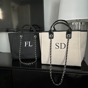 Personalisierte Schultertasche, Damenhandtasche, Strandtasche, Benutzerdefinierte Handtasche, Canvas Tasche, Geschenke für sie, Kette Einkaufstasche, personalisierte Tasche Bild 9