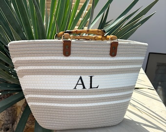 Personalised tote Beach Bag, women's handbag, beach bag, Custom hand bag, Straw Bag, Gifts For Her, Personalised bag, large beach bag