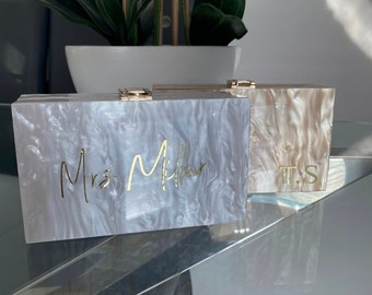 Personalised Bride Future Mrs Clutch, Personalised Hen weekend bag, Honeymoon bag, Wife To Be Personalised Clutch, Custom Bride clutch