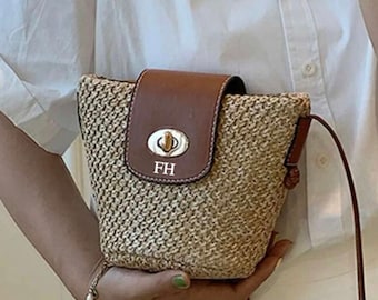 Personalised Shoulder Tote Bag, Women's Handbag, Beach Bag, custom Hand Bag, straw Bag, Gifts For her, crossbody bag, personalised handbag